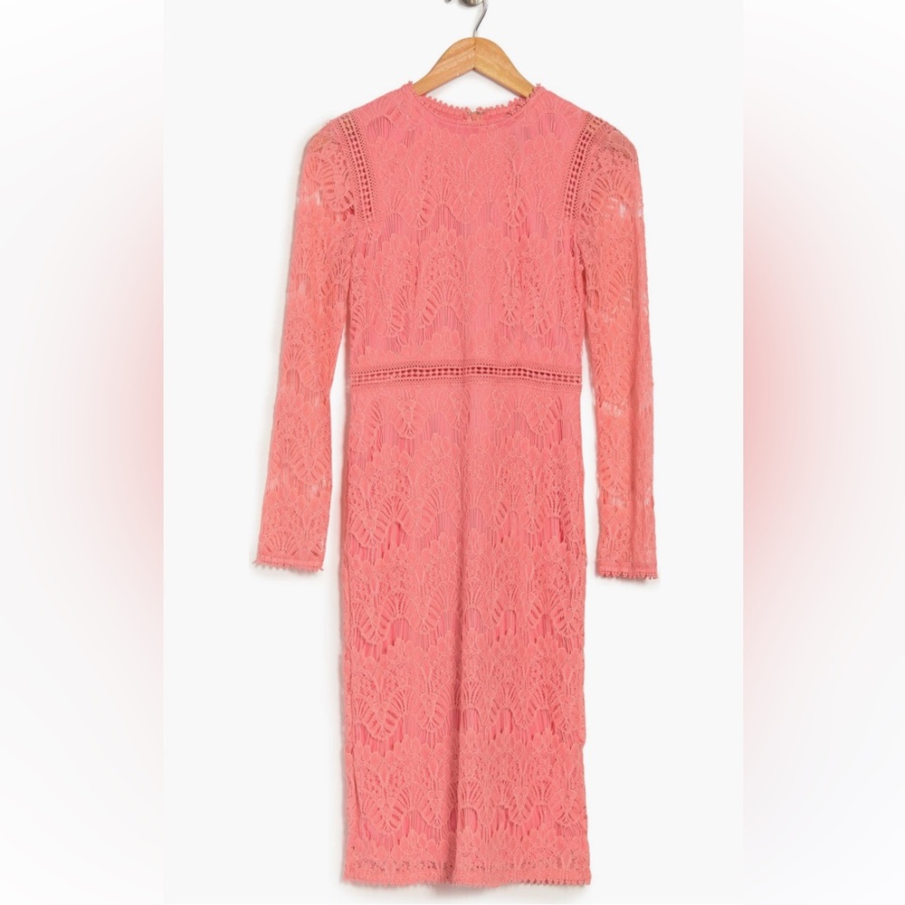 Love By Design Pink Lace Long Sleeve Dress NWT - Picture 3 of 3